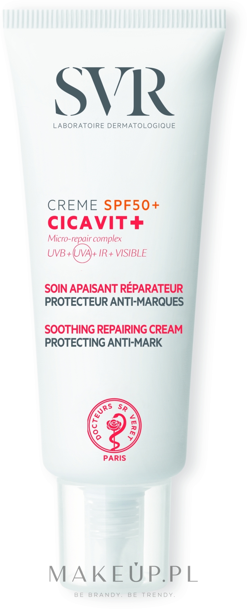Kojący krem do twarzy z filtrem SPF 50+ - SVR Cicavit + Soothing Cream — Zdjęcie 40 ml