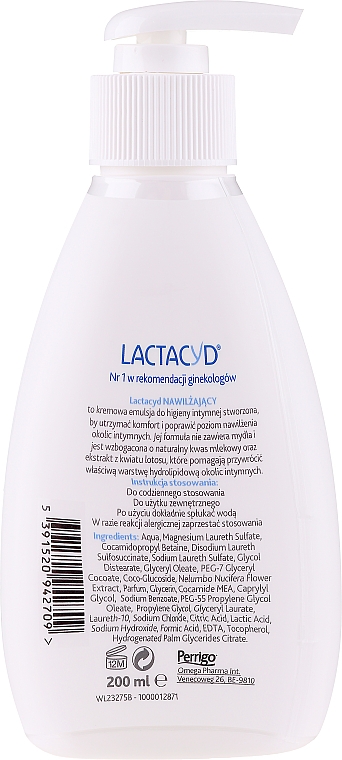 Emulsja do higieny intymnej z dozownikiem - Lactacyd Moisturizing (bez opakowania) — Zdjęcie N2