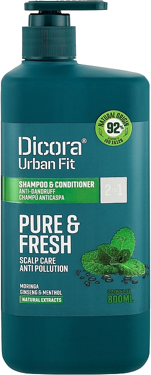 Szampon-odżywka przeciw łupieżowi - Dicora Urban Fit Shampoo & Conditioner 2 In 1 Pure & Fresh  — Zdjęcie N2