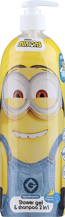 PRZECENA! Szampon i żel pod prysznic Banan, z dozownikiem - Buzzy Minions Shower Gel & Shampoo 2in1 Banana * — Zdjęcie N1