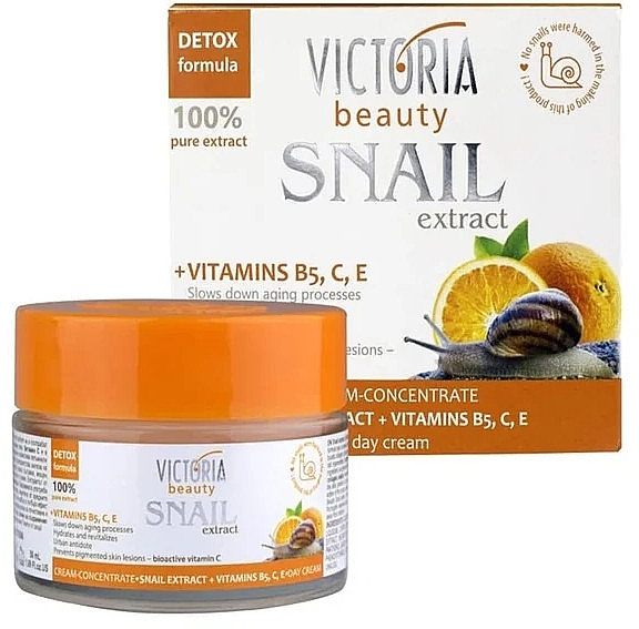 Skoncentrowany krem z ekstraktem ze śluzu ślimaka + witaminy B5, C, E - Victoria Beauty Snail Extract Cream-Concentrate — Zdjęcie N1