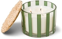 Świeca zapachowa w szkle, 3 knoty - Paddywax Al Fresco Striped Glass Candle Misted Lime — Zdjęcie N1