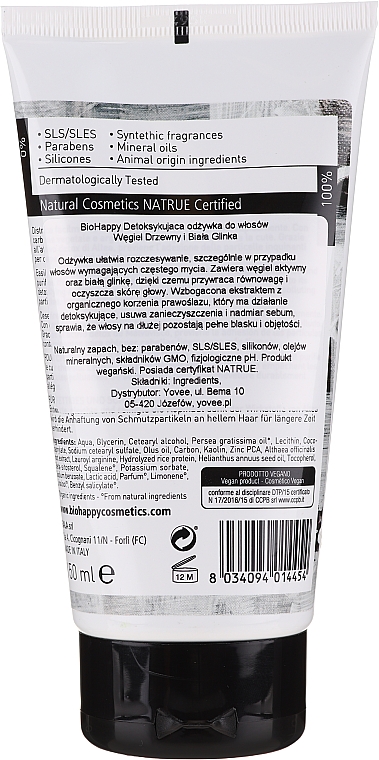 Detoksykująca odżywka z czarnym węglem i białą glinką - Bio Happy Detox Conditioner Black Charcol And White Clay — Zdjęcie N2