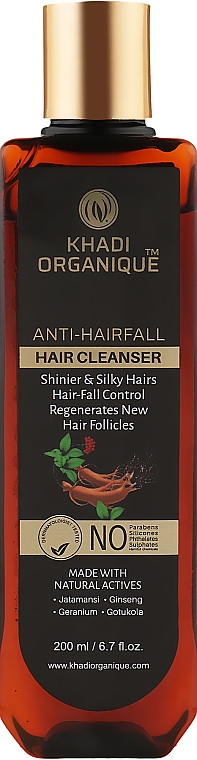 Naturalny szampon ajurwedyjski na wypadanie włosów i łamliwe włosy bez siarczanów - Khadi Organique Anti-HairFall Hair Cleanser — Zdjęcie N1