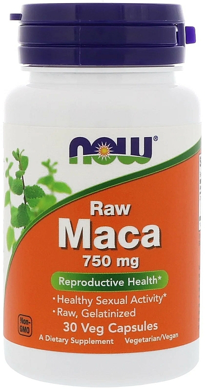 Suplement diety Surowa maca, 750 mg - Now Foods Raw Maca Veg Capsules — Zdjęcie N1