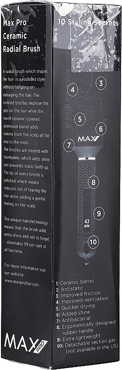 PRZECENA! Ceramiczna szczotka do włosów okrągła, 43 mm - Max Pro Max Pro Ceramic Styling Brush * — Zdjęcie N2