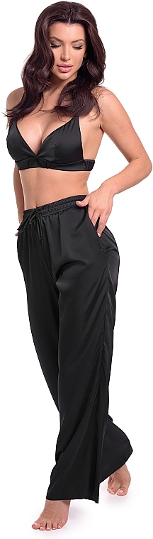 Spodnie damskie, czarne Statura - MAKEUP Women's Sleep Pants Black — Zdjęcie N4