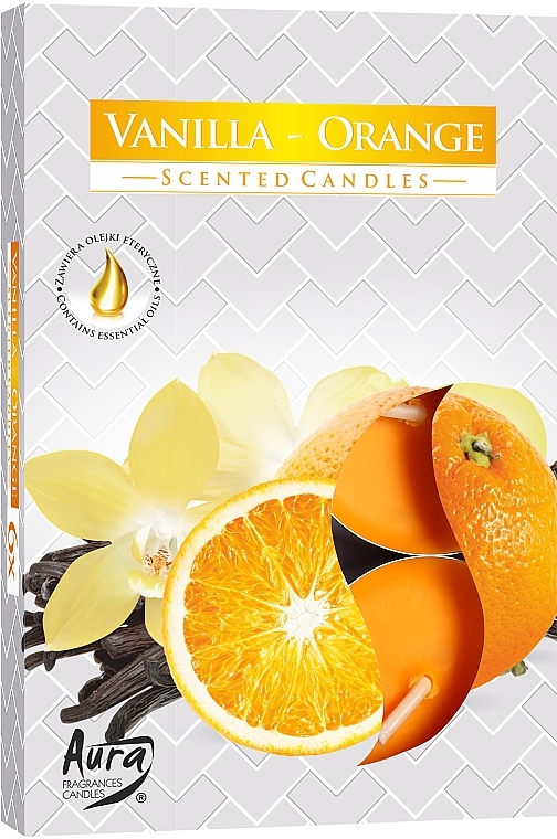 PREZENT! Podgrzewacze zapachowe Wanilia-pomarańcza - Bispol Vanilla Orange Scented Candles — Zdjęcie N1