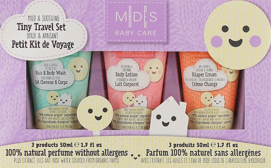 Zestaw pielęgnacyjny dla dzieci - Mades Cosmetics M|D|S Baby Care Tiny Travel Set (gel/50ml + b/cr/50ml + b/lot/50ml) — Zdjęcie N1