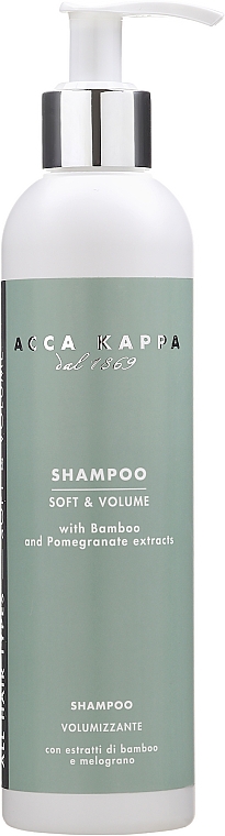Szampon wygładzający i zwiększający objętość - Acca Kappa Soft & Volume Shampoo — Zdjęcie N1
