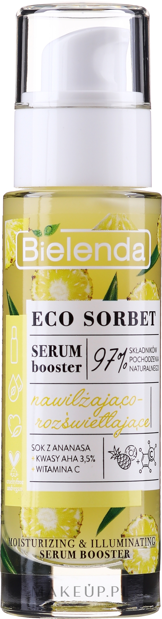 Nawilżająco-rozświetlające serum do twarzy - Bielenda Eco Sorbet Pineapple Acids Aha 3,5% Witamina C Face Serum — Zdjęcie 30 ml