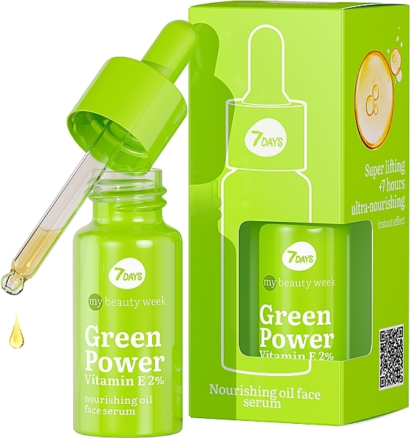 Serum-aktywator do twarzy z witaminą E - 7 Days My Beauty Week Green Power Vitamin E 2% Nourish Oil Face Serum — Zdjęcie N1