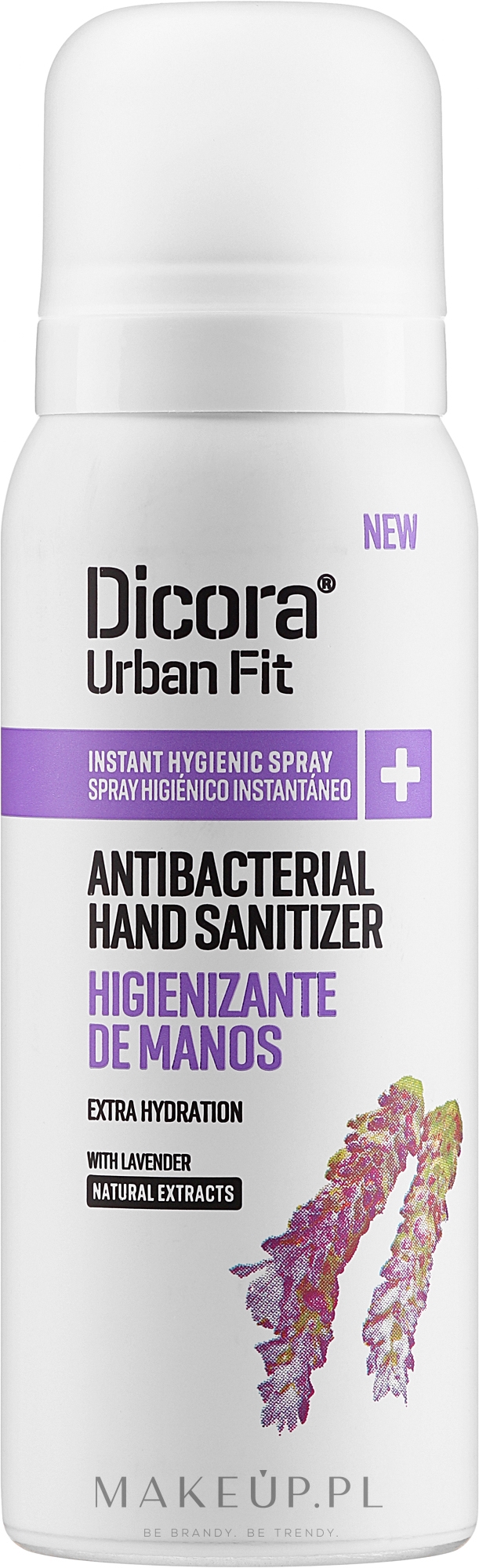 Spray do dezynfekcji rąk o zapachu lawendy - Dicora Urban Fit Protects & Hydrates Hand Sanitizer  — Zdjęcie 75 ml