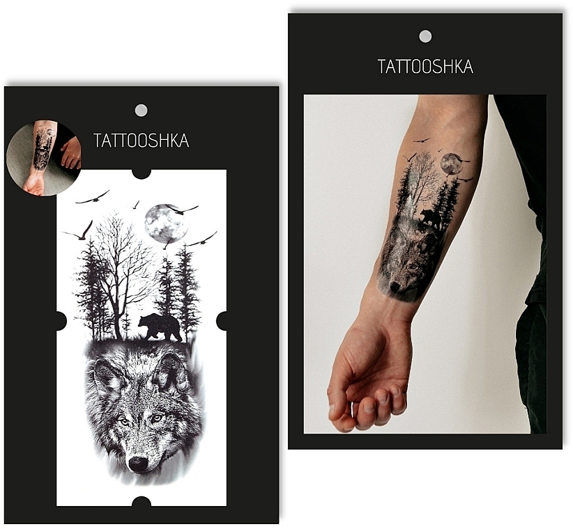 Tatuaż tymczasowy Dziki wilk - Tattooshka