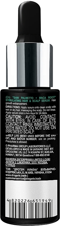 Serum stymulujące do włosów i skalpu - Pharma Group Laboratories Saw Palmetto + Maca Root Hair & Scalp Serum — Zdjęcie N2