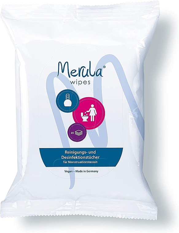 Chusteczki do czyszczenia kubeczka menstruacyjnego, 20 szt. - Merula Cleaning and Disinfectant Wipes for Menstrual Cups — Zdjęcie N1