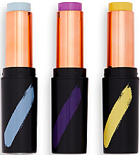 Zestaw sztyftów do makijażu - Makeup Revolution Creator Fast Base Paint Stick Set Light Blue, Purple & Yellow — Zdjęcie N2