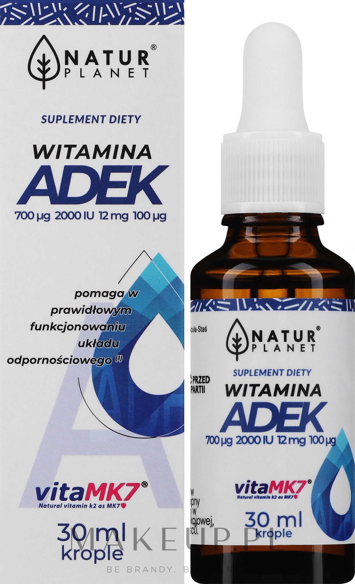 Suplement diety, witamina A+D+E+K - Natur Planet Vitamin A+D+E+K — Zdjęcie 30 ml