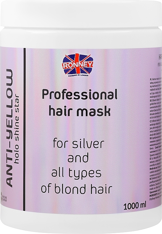 Maska do włosów siwych i blond - Ronney Professional Anti-Yellow Hair Mask — Zdjęcie N1