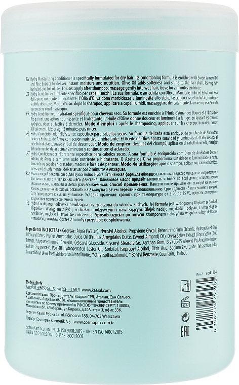 Nawilżający balsam-odżywka z proteinami mleka pszczelego i olejem migdałowym - Kaaral Purify Hydra Conditioner — Zdjęcie N6