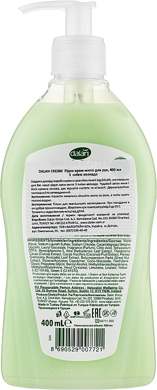 Krem-mydło w płynie z olejkiem z awokado - Dalan Cream Soap Avocado Butter — Zdjęcie N2