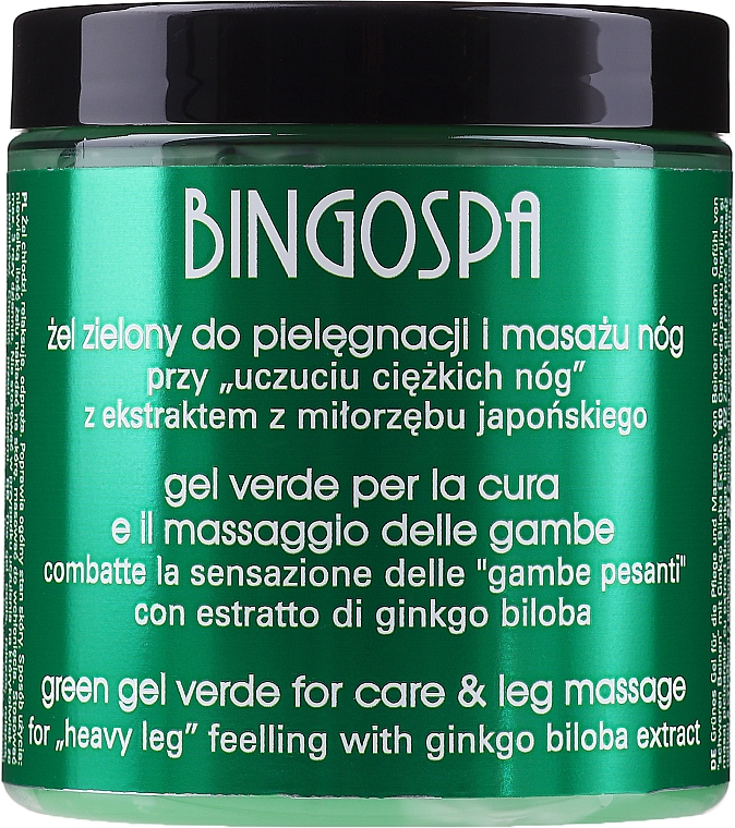Zielony żel do masażu nóg wzbogacony ekstraktem z miłorzębu japońskiego - BingoSpa Fitness Green Gel For Massage — Zdjęcie N1