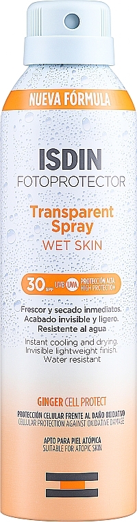 Spray przeciwsłoneczny SPF 30+ - Isdin Fotoprotector Transparent Spray Wet Skin  — Zdjęcie N1