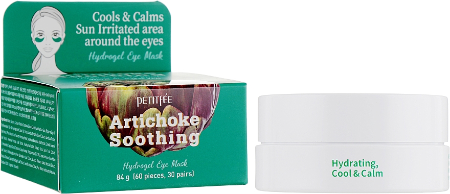 Chłodząco-kojące płatki hydrożelowe pod oczy z ekstraktem z karczocha - Petitfee & Koelf Artichoke Soothing Eye Mask