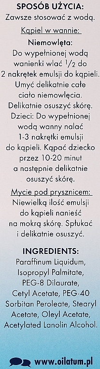 PRZECENA! Emulsja do kąpieli dla dzieci od pierwszego dnia życia - Oilatum Baby Bath Emulsion * — Zdjęcie N5