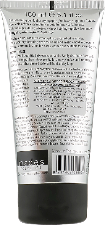 Klej w żelu do włosów zapewniający ekstremalne utrwalenie - Mades Cosmetics Fixation Rock-Hard Glue — Zdjęcie N2