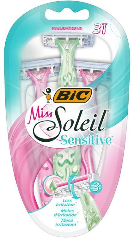 Jednorazowe maszynki do golenia dla kobiet, 3 szt. - Bic Miss Soleil 3 Sensitive — Zdjęcie N1
