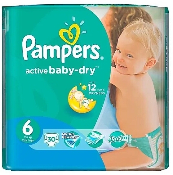 Pieluchy Active Baby-Dry Rozmiar 6 (13-18 kg), 30 sztuk - Pampers — Zdjęcie N1