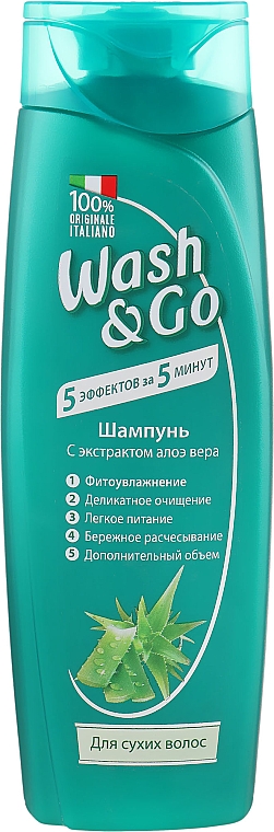 Szampon do włosów suchych z ekstraktem z aloesu - Wash&Go — Zdjęcie N2