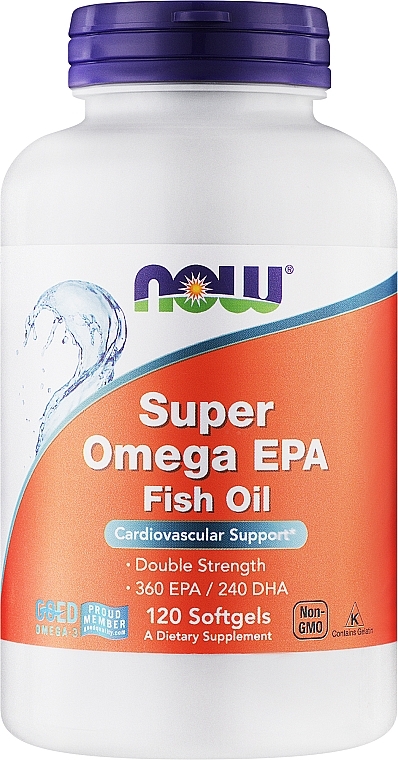 Kwasy tłuszczowe Super Omega EPA - Now Foods Super Omega EPA Double Strength Softgels — Zdjęcie N1