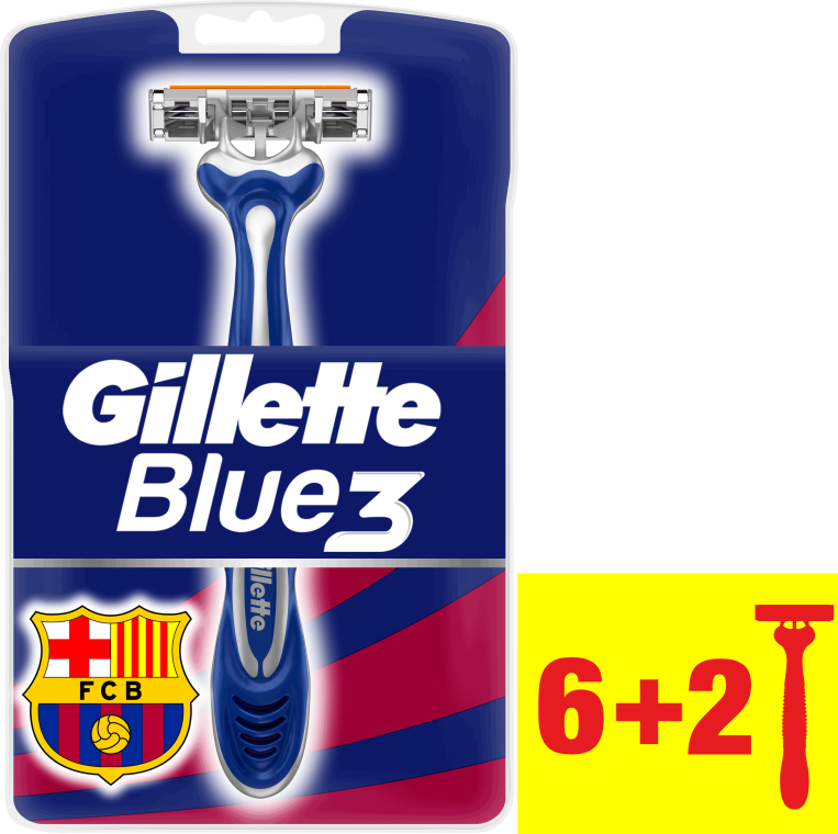Jednorazowe maszynki do golenia, 6 + 2 szt. - Gillette Blue 3 FC Barcelona — фото N9