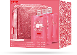 Zestaw (bag + milk 200 ml + cream 200 ml + scrub 200 ml) - Pupa Glitter Lab Frizzy Daily Dose — Zdjęcie N2