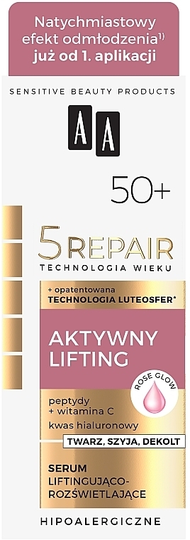 Liftingujące serum do twarzy - AA Cosmetics Technologia Wieku 5Repair 50+ Serum — Zdjęcie N2