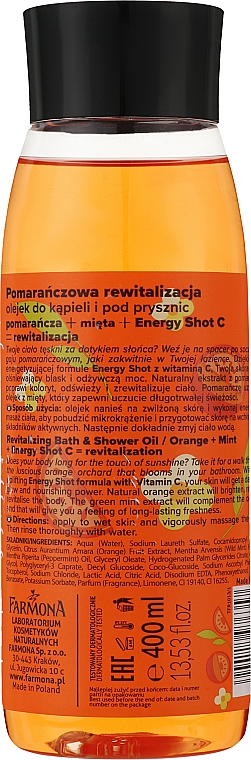 Regenerujący olejek do kąpieli i pod prysznic Pomarańcza i mięta - Farmona Tutti Frutti Orange And Mint Bath And Shower Oil — Zdjęcie N2