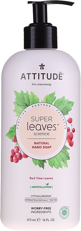 Mydło pianka do rąk Liście czerwonych winogron - Attitude Natural Red Vine Leaves Foaming Hand Soap — Zdjęcie N1