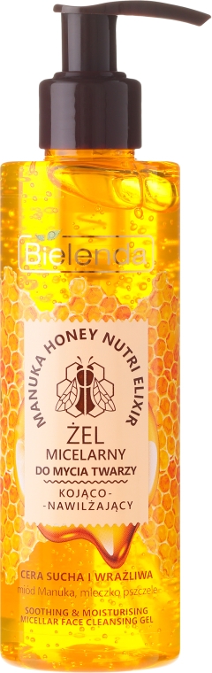 Kojąco-nawilżający żel micelarny do mycia twarzy Miód manuka i mleczko pszczele - Bielenda Manuka Honey Nutri Elixir