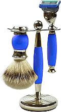 Kup Zestaw do golenia - Golddachs Pure Bristle, Fusion Polymer Blue Chrom (sh/brush + razor + stand)