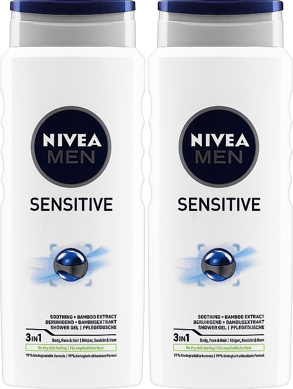 Zestaw - NIVEA MEN Sensitive (sh/gel/2x500ml) — Zdjęcie N1