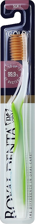 Miękka szczoteczka do zębów ze złotymi nanocząsteczkami, zielona - Royal Denta Gold Sof Toothbrush — Zdjęcie N1