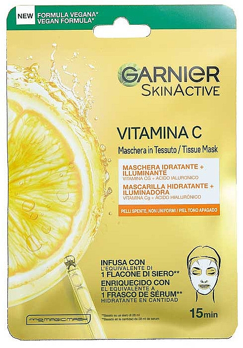 Maska do twarzy w płachcie z witaminą C - Garnier SkinActive Vitamin C Sheet Mask — Zdjęcie N1