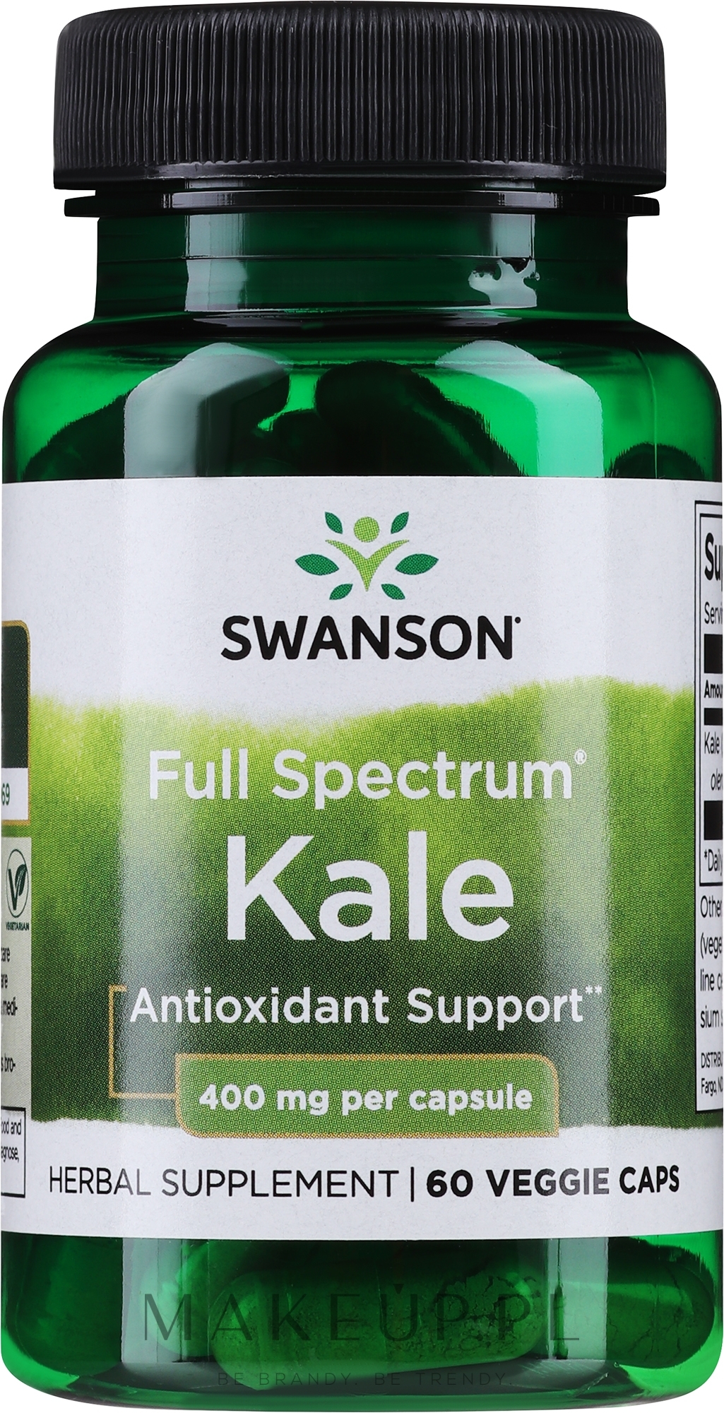 Suplement diety Jarmuż, 400 mg - Swanson Full Spectrum Kale — Zdjęcie 60 szt.