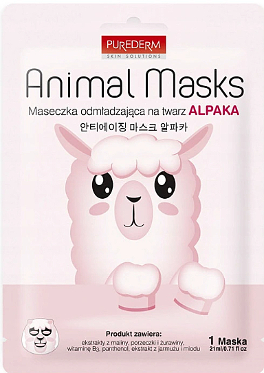 Maseczka odmładzająca na twarz Alpaka - Purederm Animal Mask Alpaca  — Zdjęcie N1