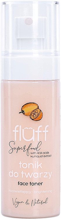 Rozświetlający tonik do twarzy - Fluff Superfood Face Toner Brightening With AHA Acids Kumquat Extract