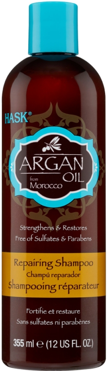 Odbudowujący szampon do włosów z olejkiem arganowym - Hask Argan Oil Repairing Shampoo — Zdjęcie N1