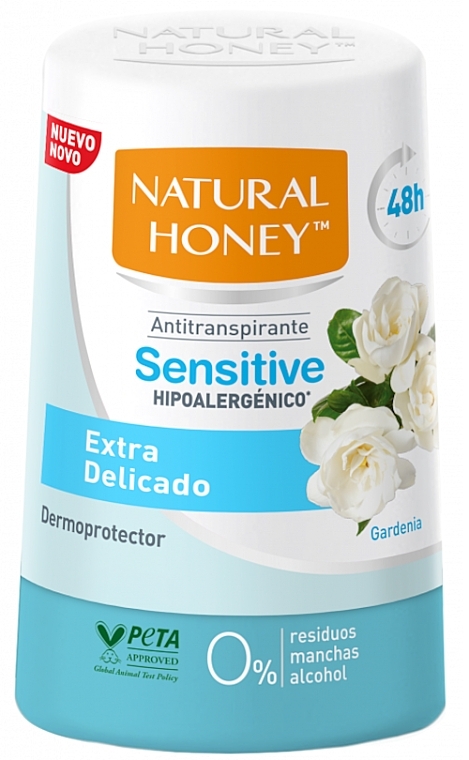 Dezodorant-antyperspirant w rolce - Natural Honey 48H Sensitive Gardenia — Zdjęcie N1