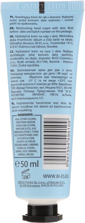 Nawilżający krem do rąk z ekstraktem z aloesu - Bi-es — Zdjęcie N2